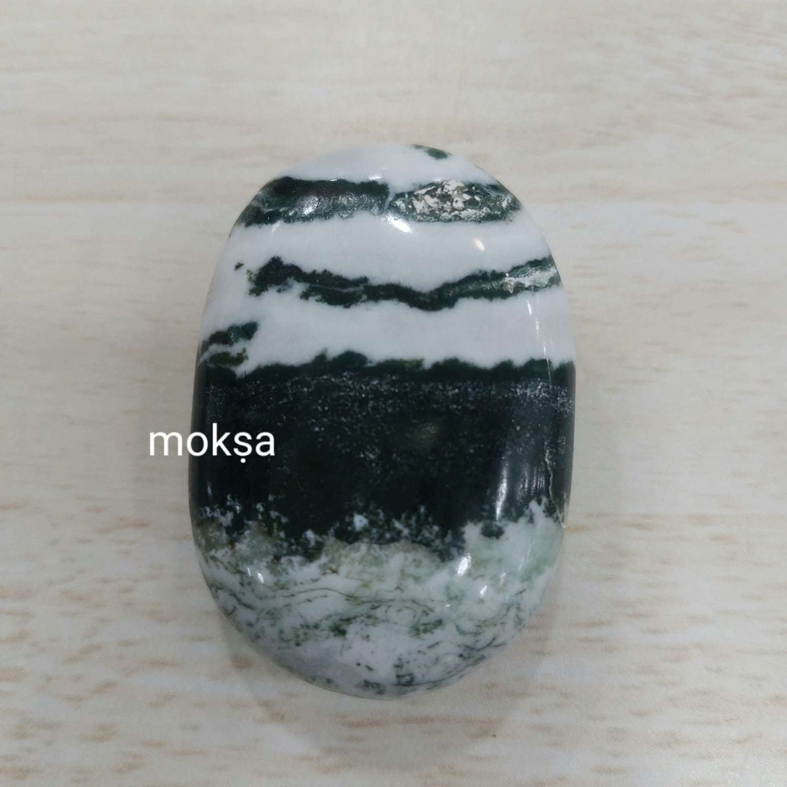 Green Zebra Jasper Crystal Palm Stone – 1pc - Moksa