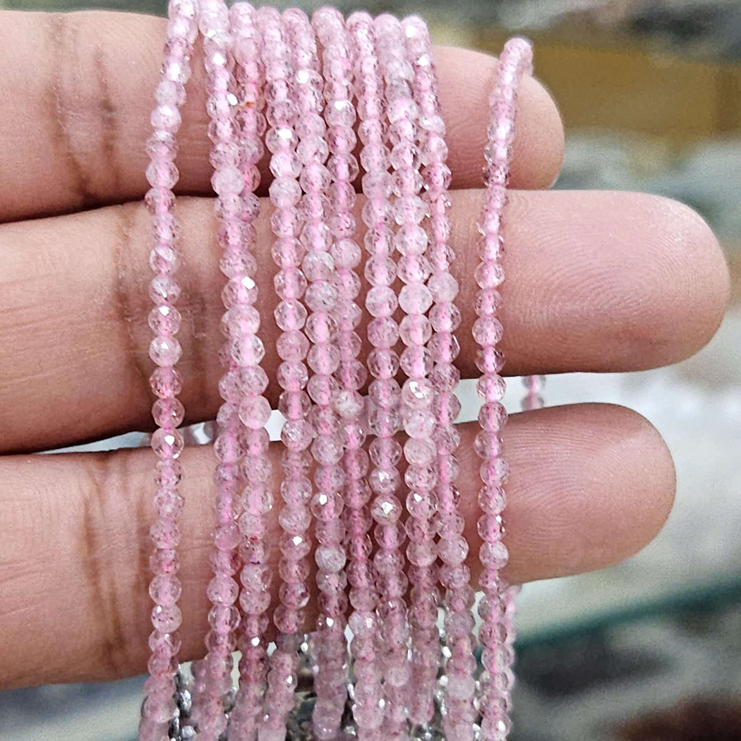 Rubellite Pink Tourmaline crystal bracelet 2mm faceted wire